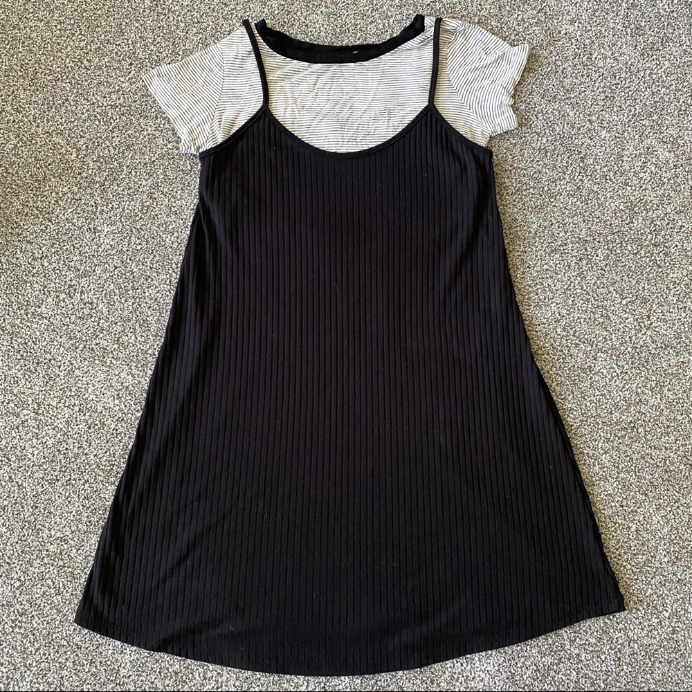 Socialite Black Rib Dress with Removable Crop Top